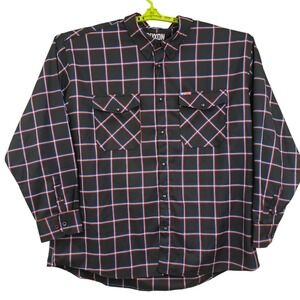 Dixxon‎ Flannel Shirt Men's 5X 5XL Black Flys Flycentennial Blue Red Windowpane